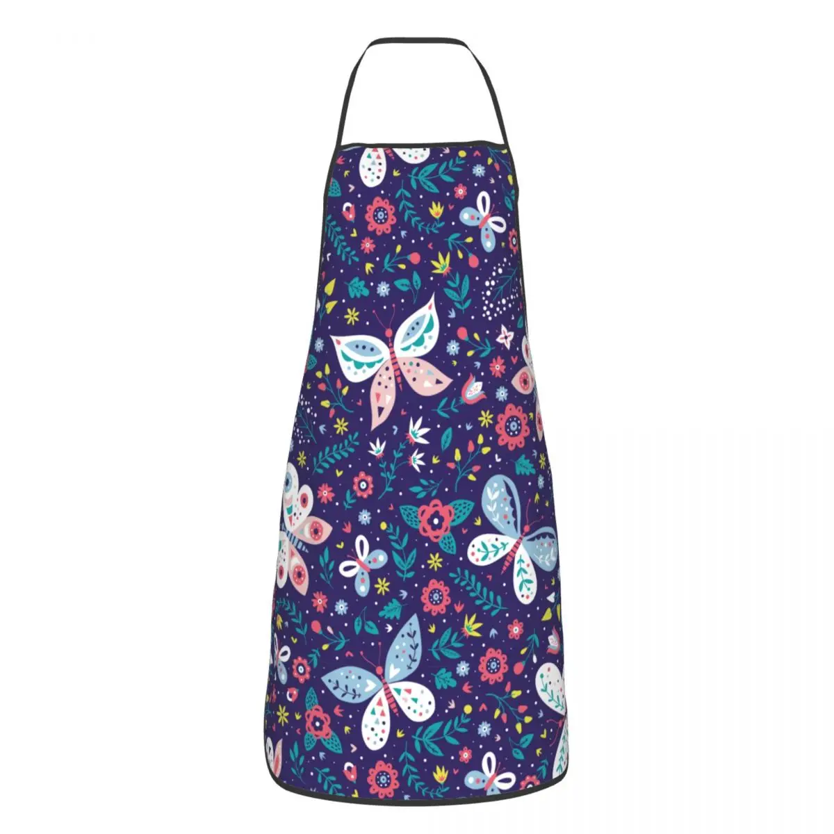 

Colorful Flowers And Butterflies Apron for Women Men Antifouling Kitchen Bib Cuisine Cooking Baking Household Cleaning Pinafore