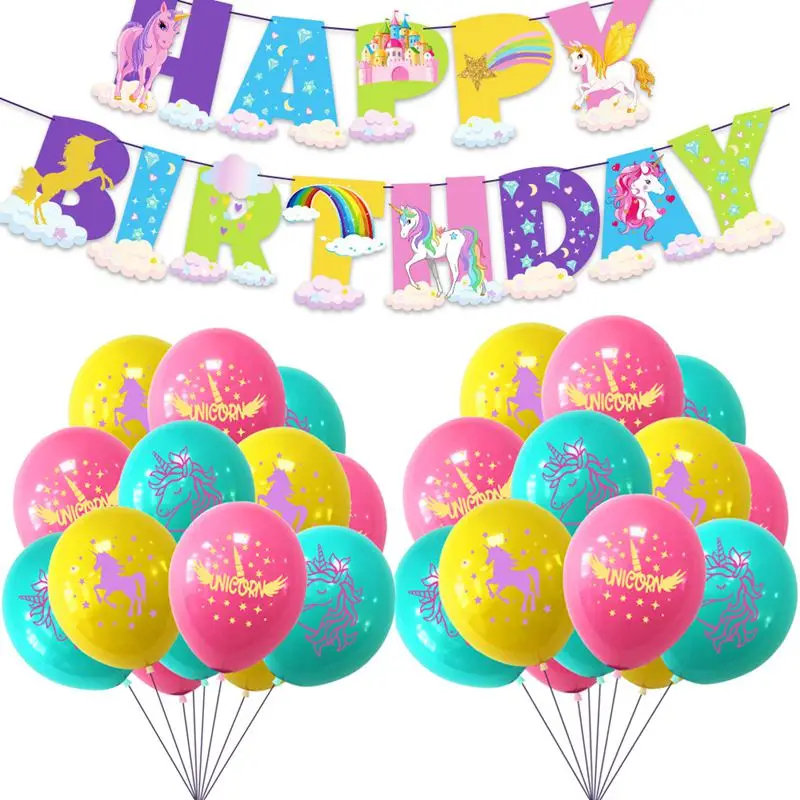

Unicorn Balloons /Banner Rainbow Unicorn Theme Party Baby Shower Girl Boy 1st Happy Birthday Party Decor Kids Unicornio Supply