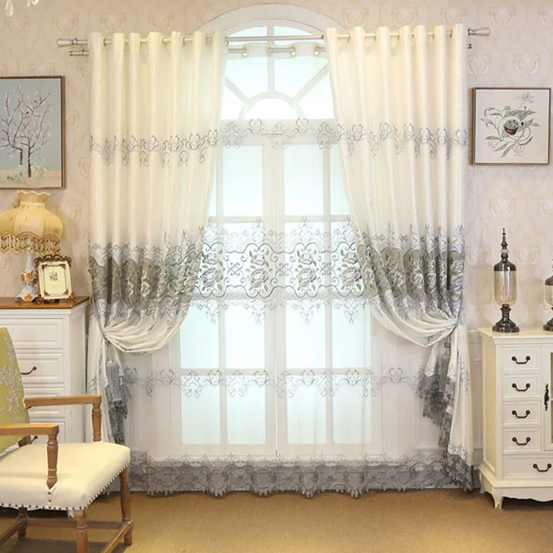 Шторы с вышивкой WP147 * WS роскошные серые занавески для гостиной спальни оконные