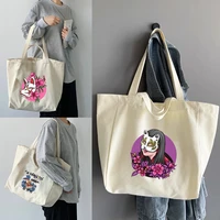 shopping bags organizer fashion canvas tote bag student shoulder bag mask series large capacity handbags women 2022 casual