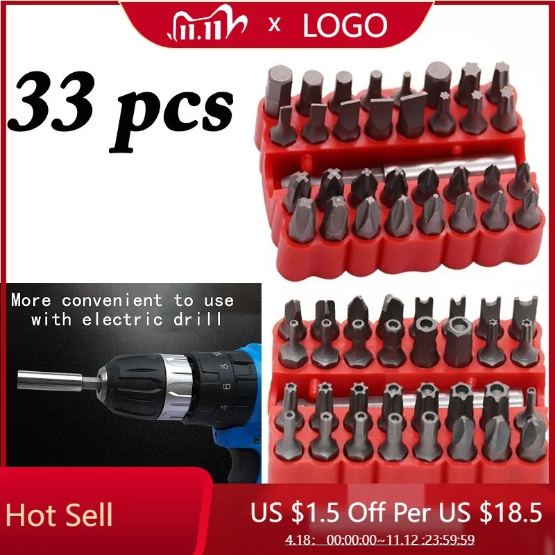 

33 шт. Шестигранная отвертка для электрического винта полый твердый сопло Отвертка Набор бит 60 мм удлиненный Магнитный винт