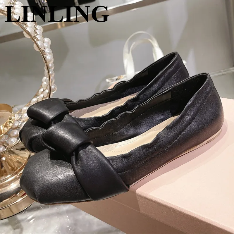 

Балетки женские из натуральной кожи, без застежки, с круглым носком