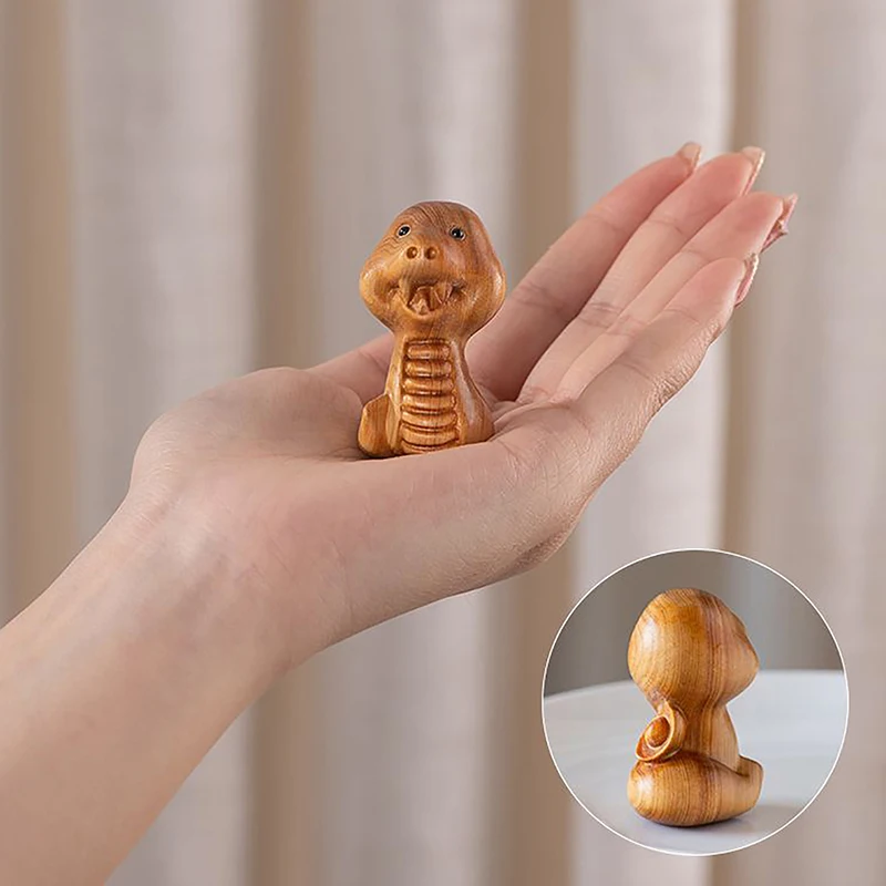 Мини резьба по дереву китайский новый год змея фотостатуя милая животное Декор