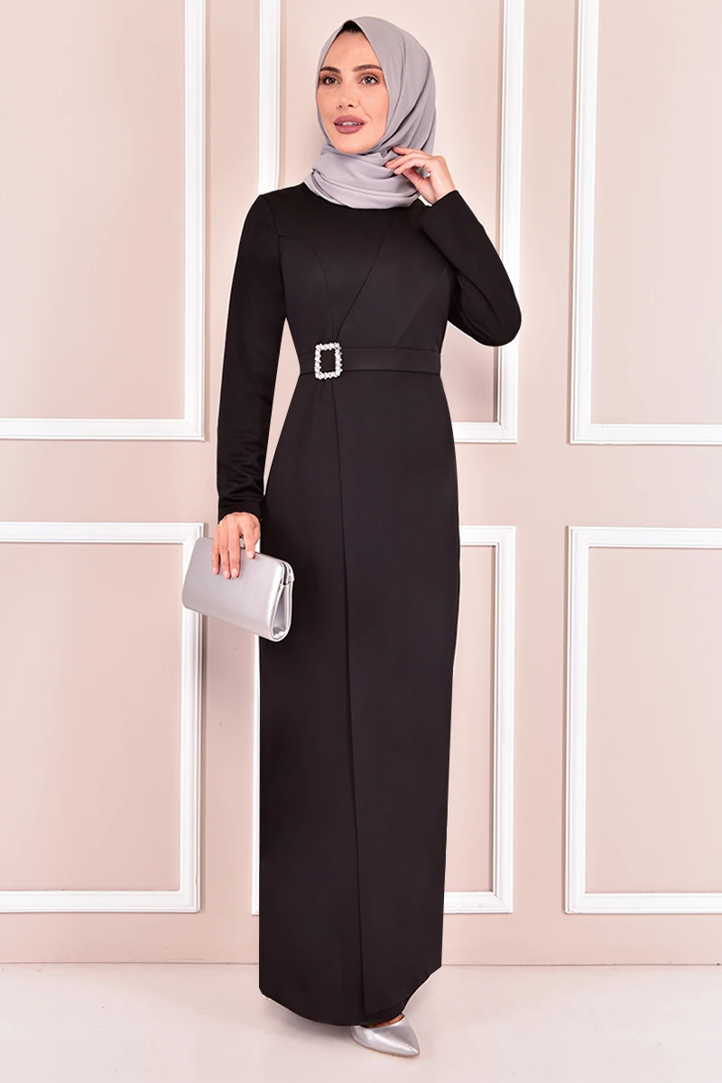 Модное платье с пряжкой черная женская одежда abaya Дубай 2021 роскошное abaya Саудовская Аравия мусульманское вечернее платье KBR21321