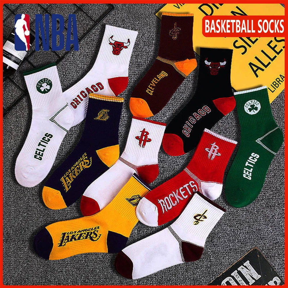 

3Pairs Elite Basketball Socks Fashion Men Outdoor Running Rocket Laker Team Logo Non-slip Socks Breathable Sweat Absorbing Socks