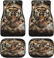 tiger animal art car mats universal fit car floor mats fashion soft waterproof car carpet frontrear 4 pieces full set fit for s