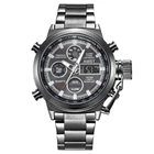 Часы наручные мужские кварцевые Светодиодные, люксовые брендовые водонепроницаемые полностью стальные, аналоговые спортивные