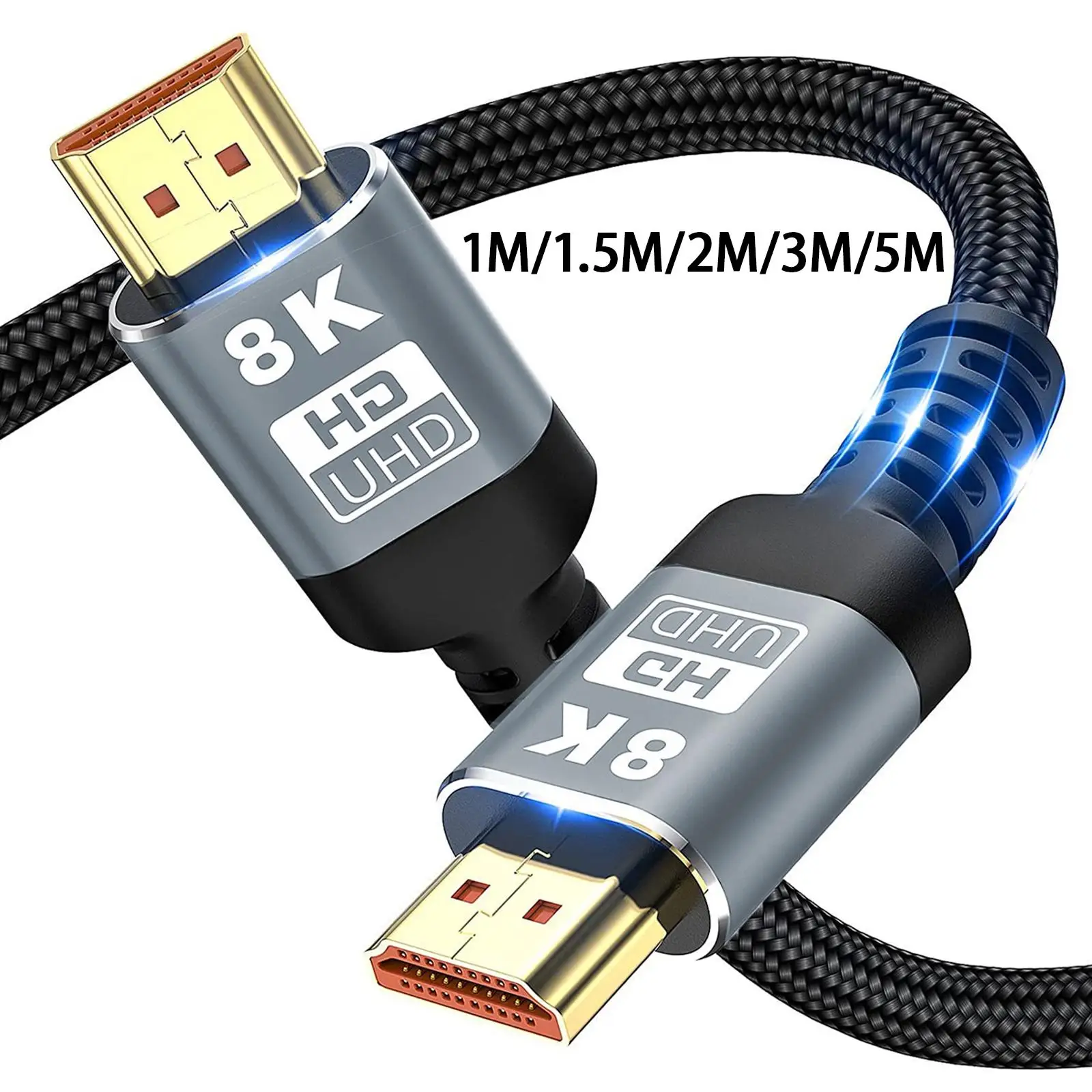 

Кабель 8K 60 Гц, 48 Гбит/с, динамический HDR 4K @ 120 Гц 8K @ 60 Гц DTS:x Аудио Видео HD кабель, плетеный шнур для игровых консолей, ТВ, ноутбука