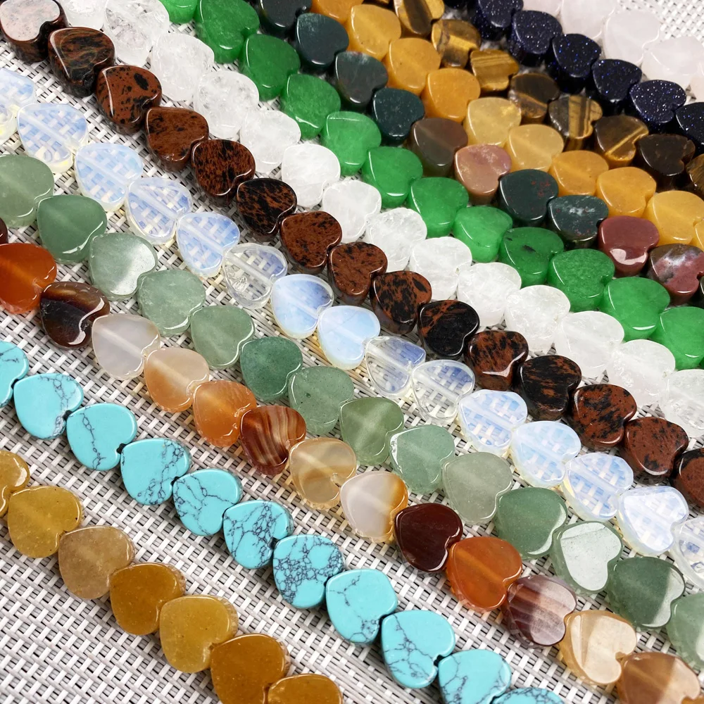 

yachu Natural Semi-precious Stone Flat Heart-shaped Beads For Making DIY Necklace Bracelet Size 10mm 40pcs/piece Length 40cm