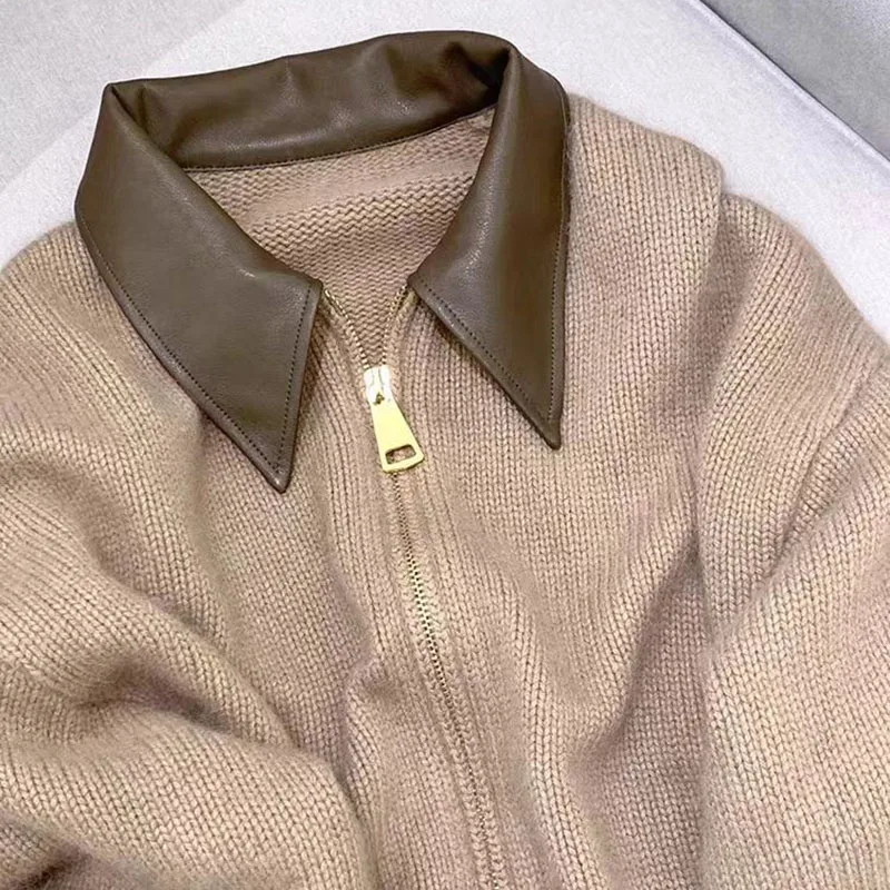 Женский Вязаный Кардиган В Корейском Стиле Приталенный Свитер На Молнии