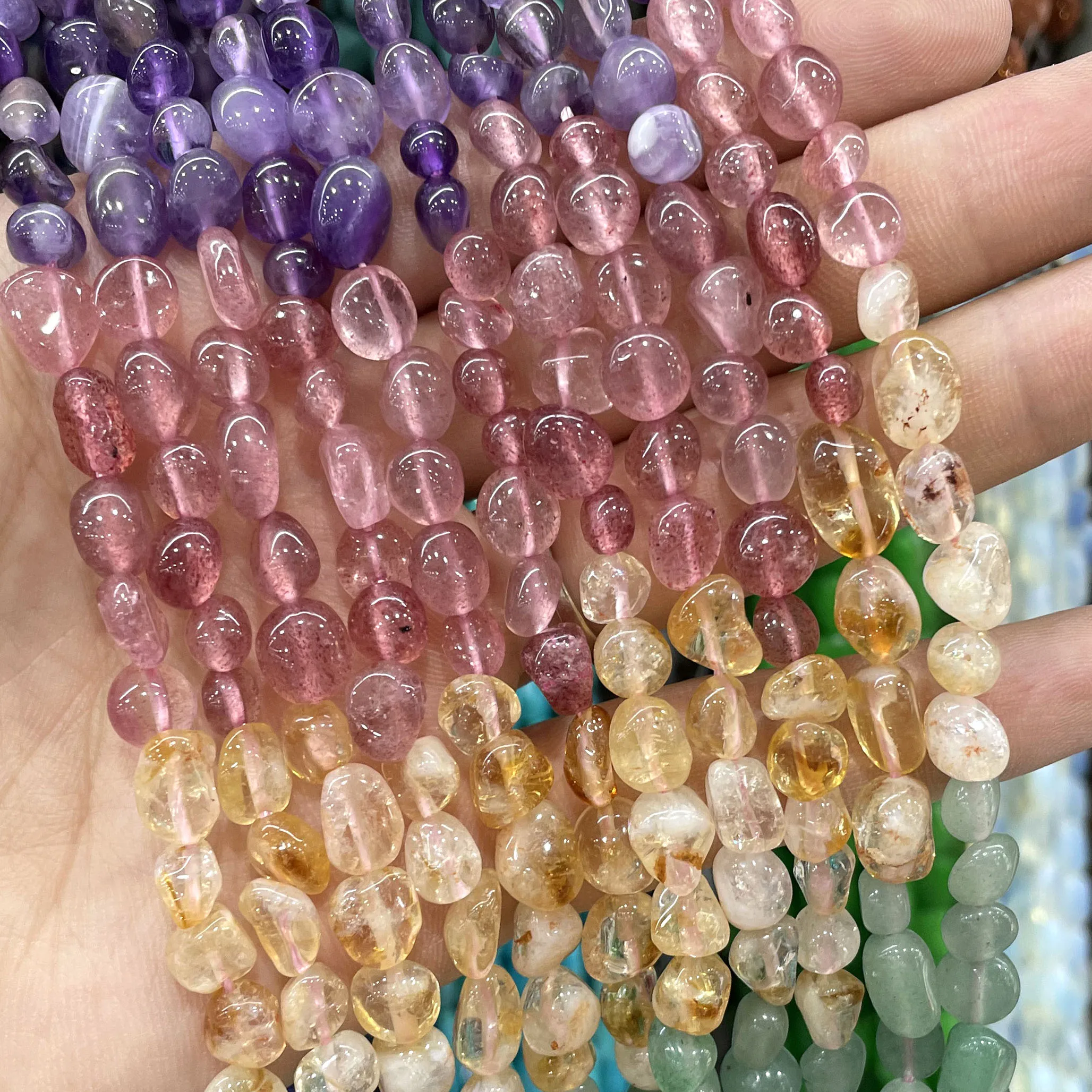 Бусины из натурального камня для изготовления ювелирных изделий 6 х8 мм