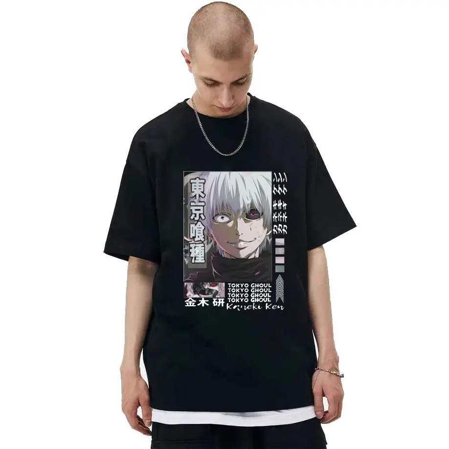 

Japanese Anime Tokyo Ghoul Tshirt Man Kaneki Ken Eyes T-shirt Male Oversized Loose T Shirts Men Women Harajuku Cartoon Tee Tops