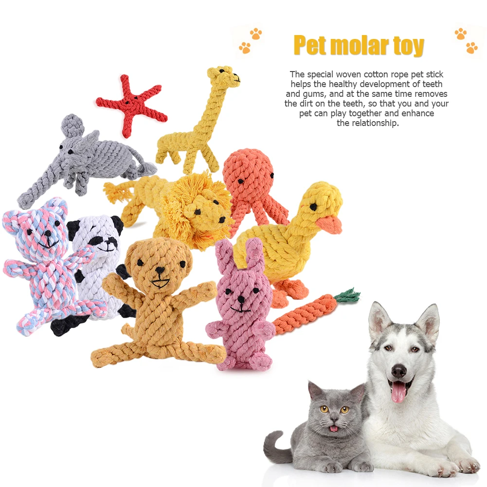 

Pet Dog Interactive Toys Handmade Dog Cotton Rope Funny Chewable Stick Remove Dirt Weaving Molar Playing Toys Pet Products
