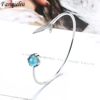fanqieliu s925 stamp vintage bangles woman new creative fish tail opal stone opening bracelets for girl luxury gift fql20212