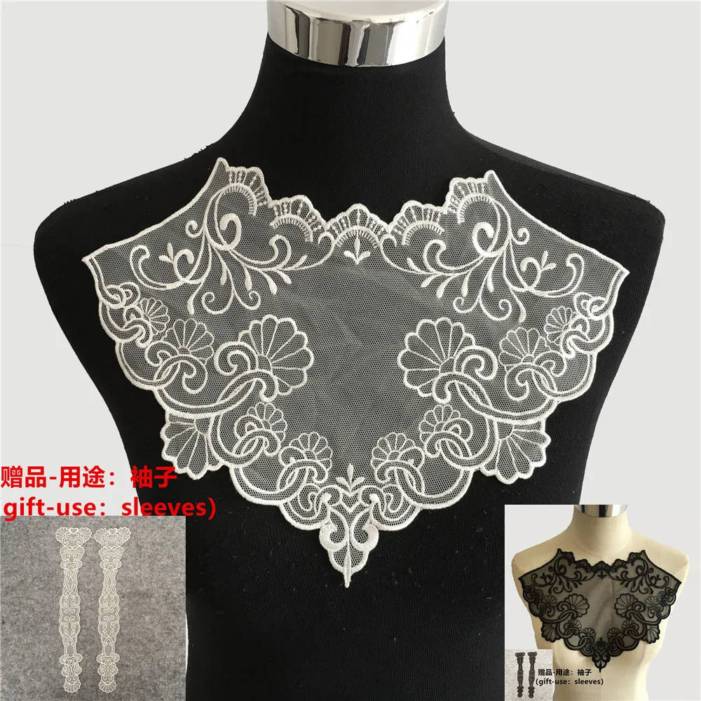 

Woman DIY Floral Fake Collar White Embroidered Lace Collar Neckline Applique Embroidery Sewing Lace Fabric Detachable Collar