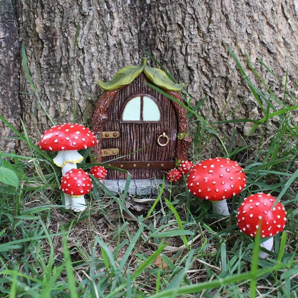 

Resin 4Pcs/Set Attractive Decorative Miniature Fairy Door Luminous Fairy Door Lightweight for Kids