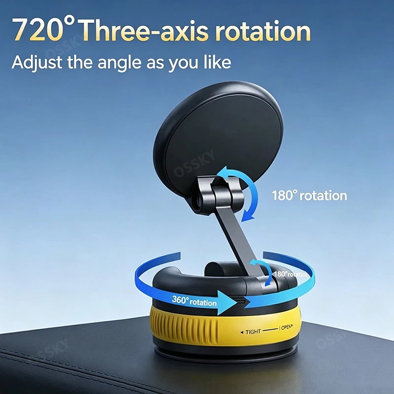Фото OSSKY Fashion New Car Universal Phone Mount Vacuum Adsorption 360 °   Вращающийся складной магнитный держатель для телефона, автозапчасти №3