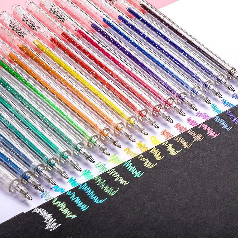 

12 Color Fluorescent Pen, Flash Gel Pen, Color Neutral Pen, Shiny Metal Pen, Student's Dream Quicksand Hand Account Pen