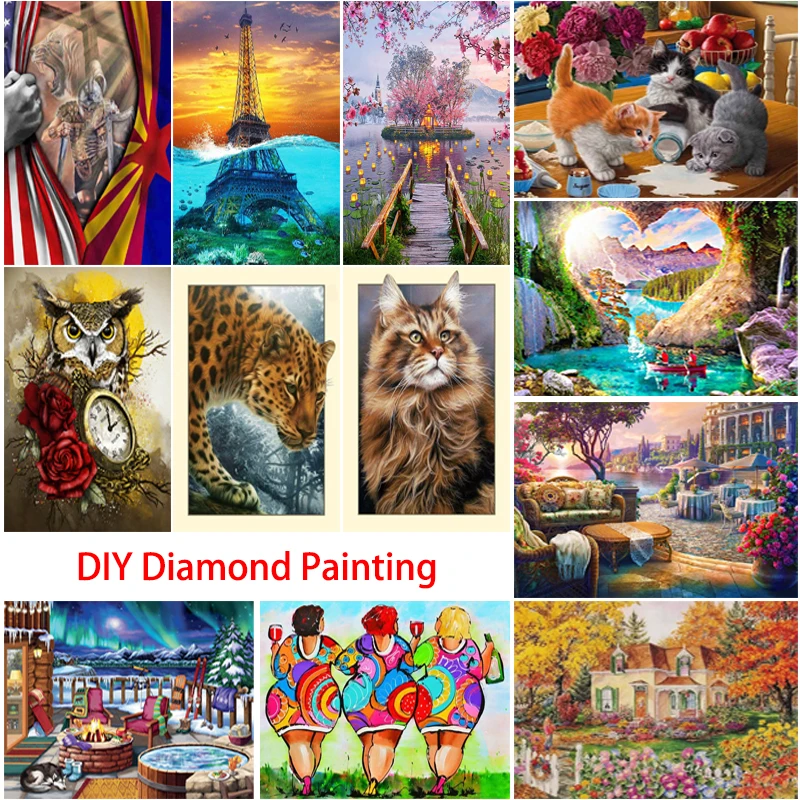 

Картина 5D DIY наборы для алмазной живописи с пейзажем Стразы, алмазная вышивка, животное, кот мозаика с тигром, вышивка крестиком, домашний де...