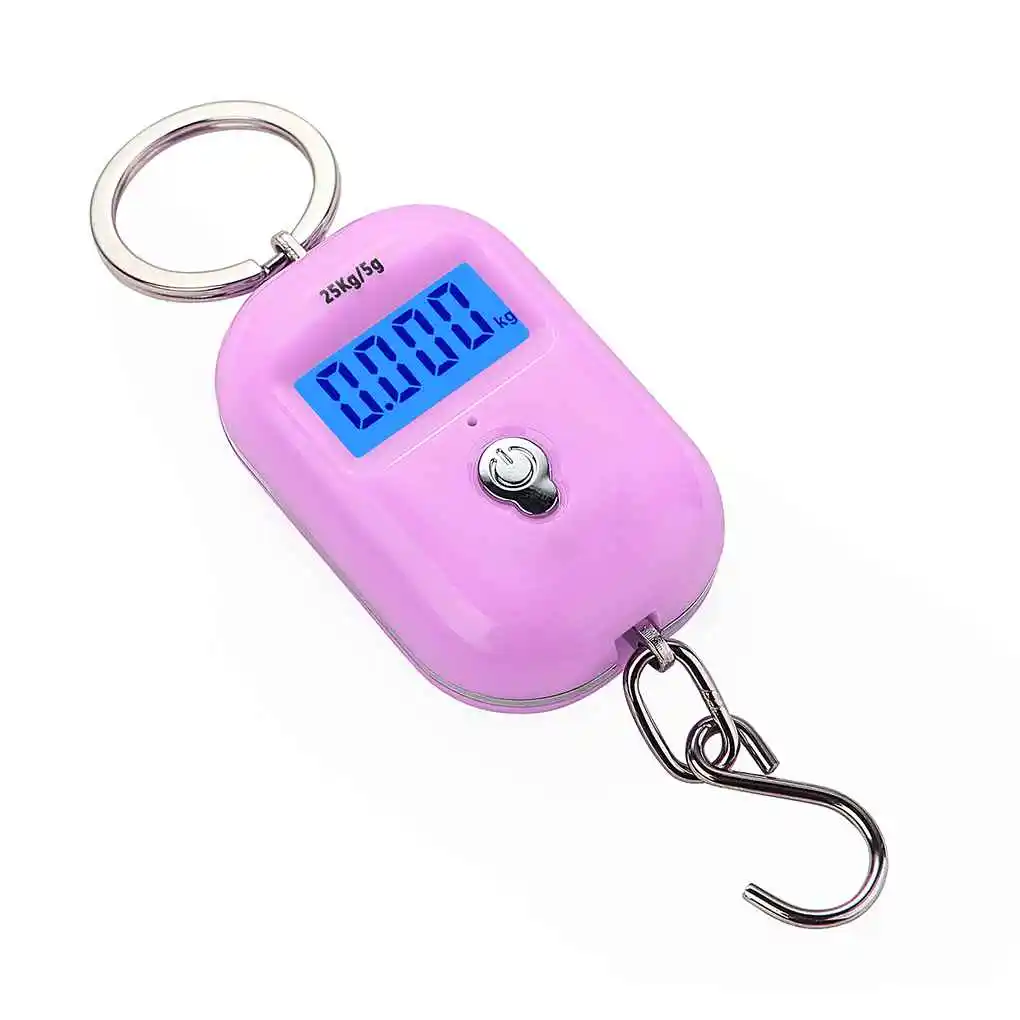 

25Kg x 5g Portable Digital Mini Luggage Scale LCD Backlight Display Keychain Hanging Hook Electronic Scales For Fishing Travel