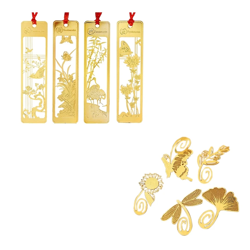 

Pack Of 8 Cute Cartoon Art Metal Gold Bookmarks Bookmark Reading New Novelty & 4X Chinese Metal Bookmarks Set For Kids Women Gir