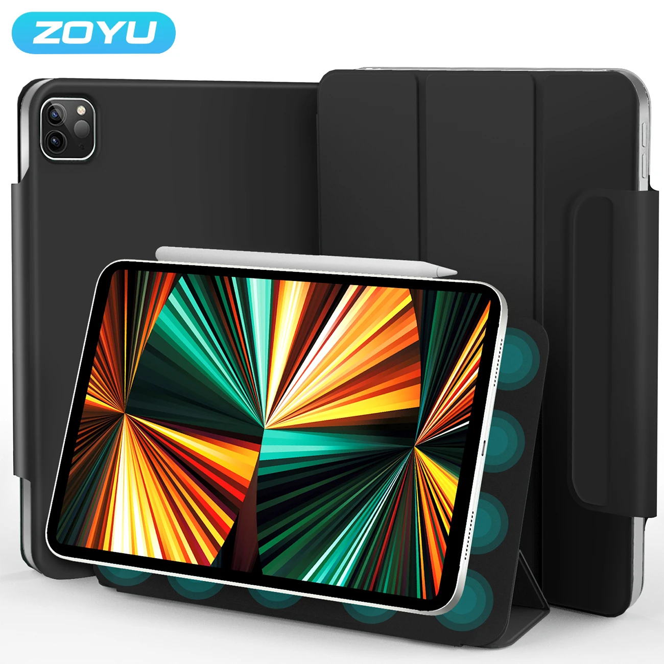 

ZOYU For iPad Case for iPad Pro 11/iPad mini 6/iPad Air 5/4 Magnetic Smart Rebound Trifold Stand for iPad Pro 12.9 2021 2018