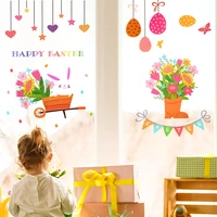 9pcs easter window stickers rabbit easter eggs carrot chick glass sticker easter party wall sticker easter decorations for home