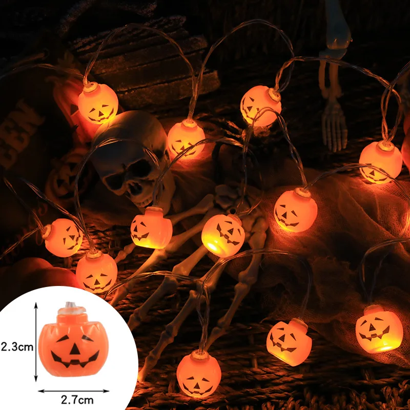 

2023 Halloween Led Light String Pumpkin Skull Head Eyeball Lamp String Ghost Festival Lantern Horror Halloween Party Decoration