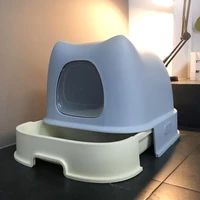 fully enclosed cat litter box super large drawer type anti splash side entry cat litter box with lid spoon plastic wc para gatos
