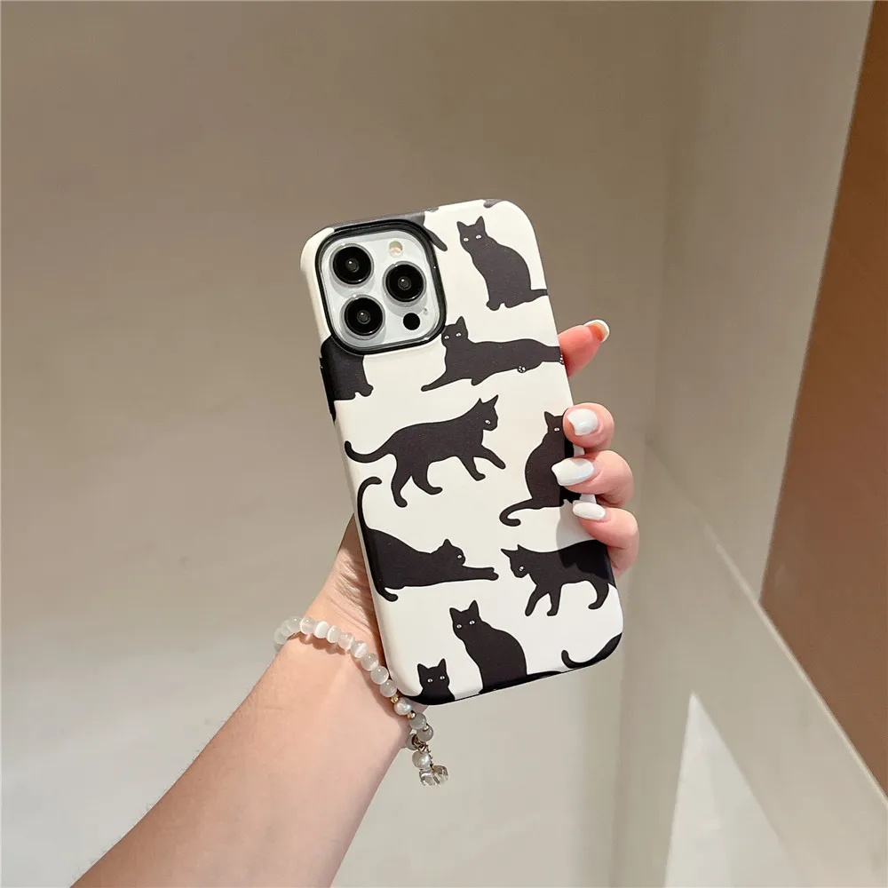 

Cartoon Black Cat Phone Cover Case for iPhone 15 14 13 12 11 Pro Max