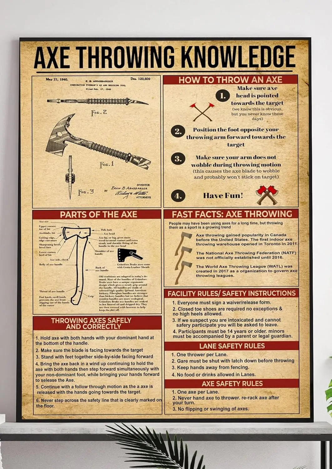 Ретро Metl Tn Sgn 12 X 16 nches xe Throwng Knowledge Poster Prnt unny Wll Decor Nostlgc rts Wterpro