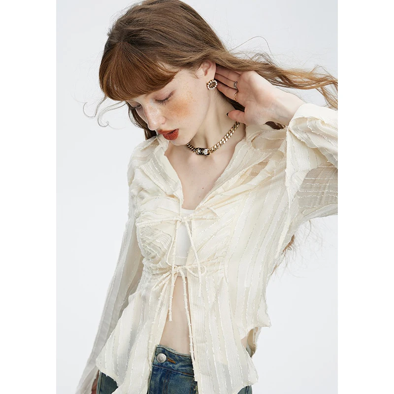 

Женские рубашки Y2K, элегантные новые дизайнерские Асимметричные пикантные топы на шнуровке, Повседневная винтажная крутая блузка для девоч...