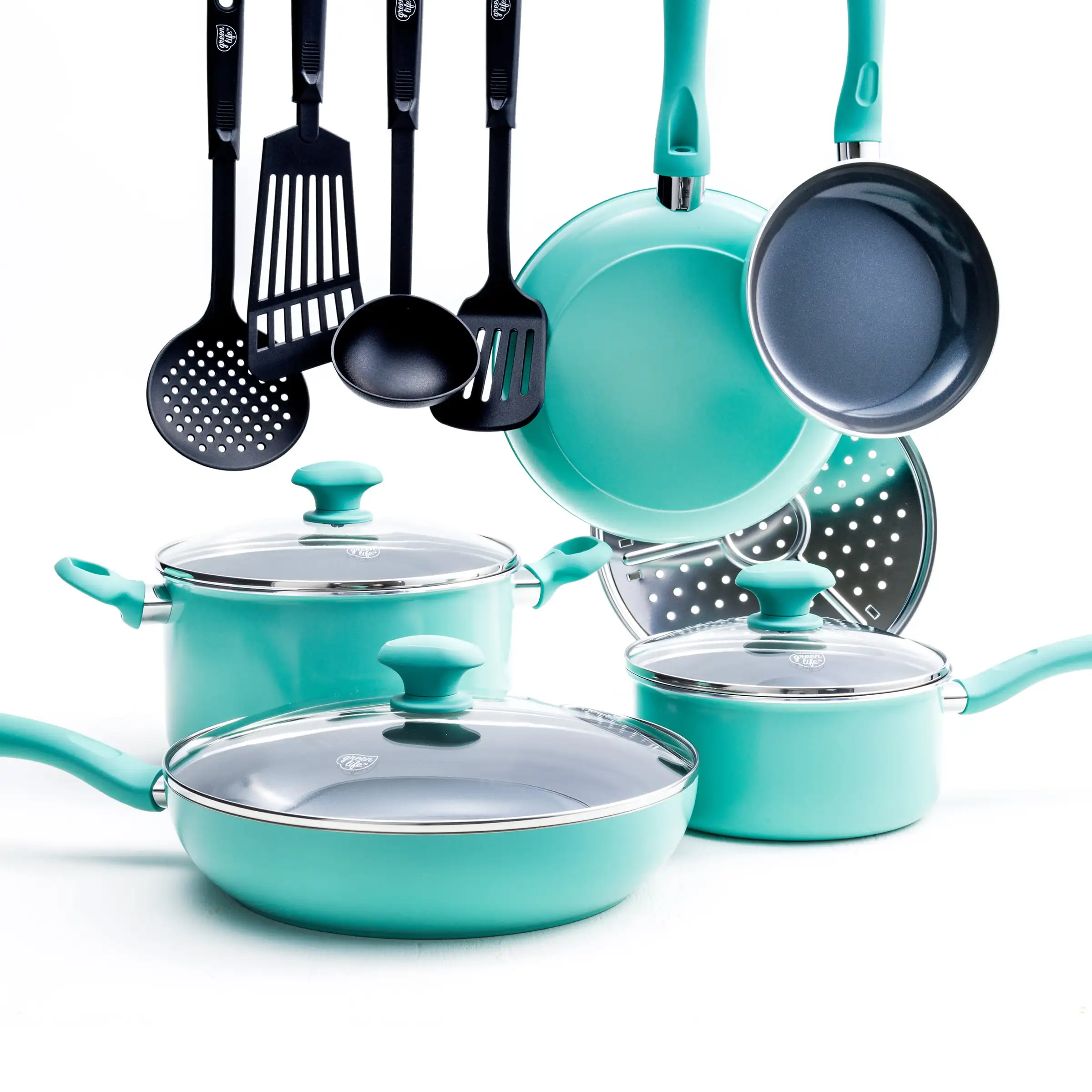 

Diamond Ceramic Non-stick 13Pc Cookware Set, Turquoise