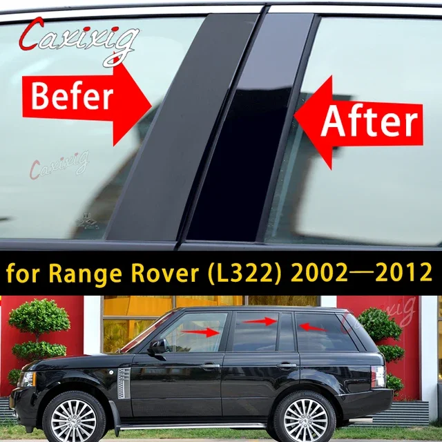 

Столбики для автомобиля Range Rover L322 2002 2003 2004-2005 глянцевые черные наклейки для двери окна декоративные