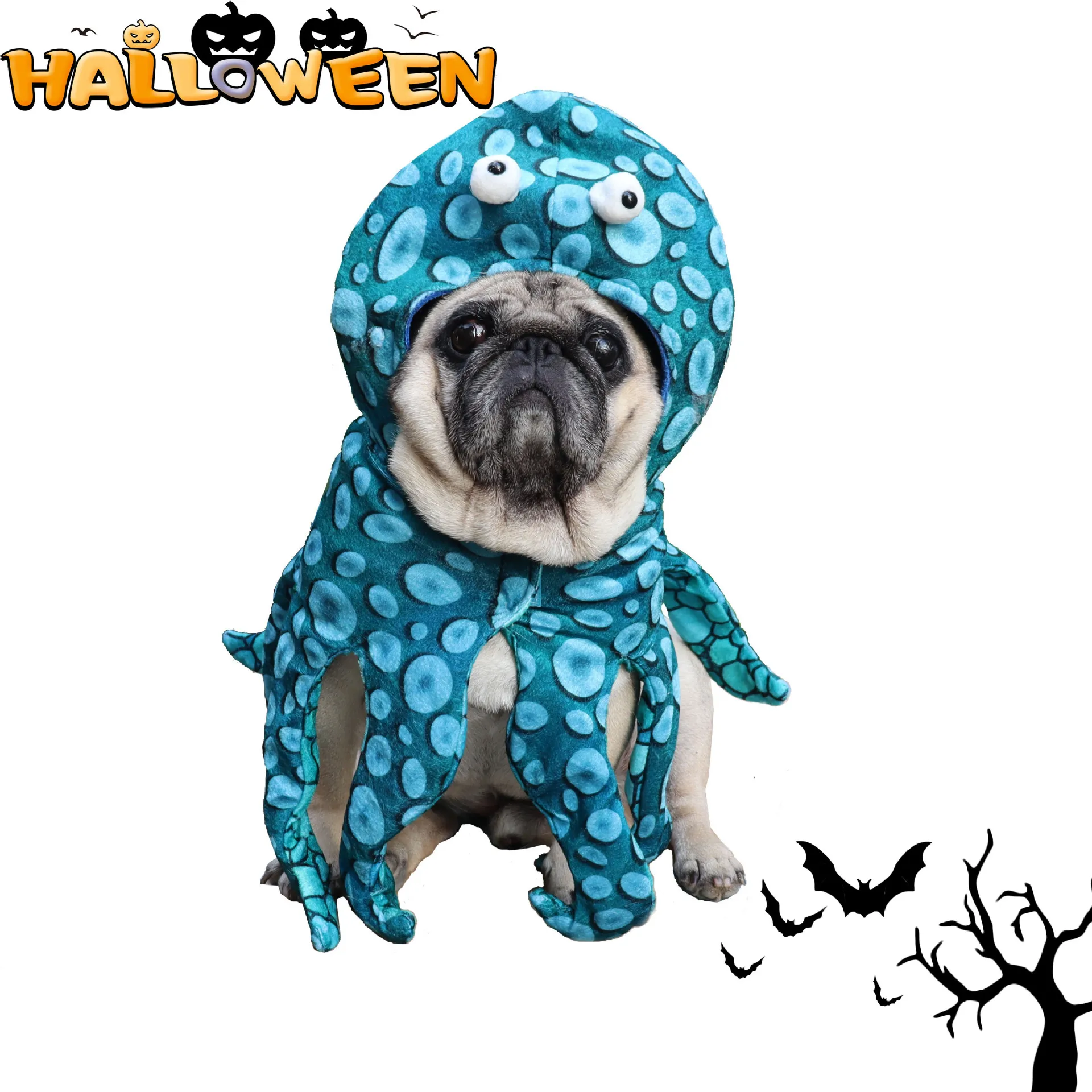 

Pet Halloween Equipment Become An Octopus Novel Funny Cat Dog Cosplay Adjustable Clothes Bulldog Pug Chihuahua Poodle Costume