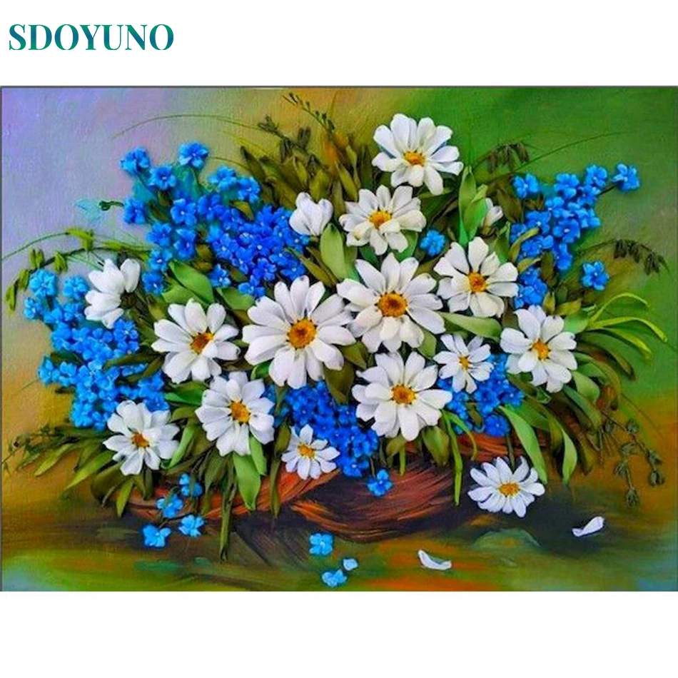 

SDOYUNO Coloring By Numbers For Adults Kit Home Decoration Pictures Painting By Number HandPainted Flower Art Gift 30x20cm