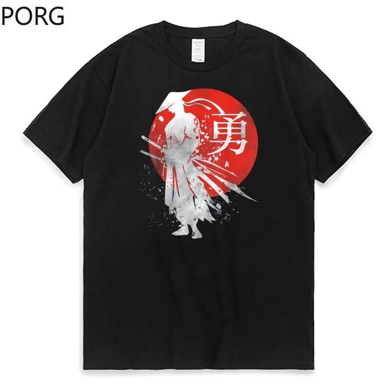 

Футболка с рисунком японского самурайского воина, популярная в эстетике футболка из чистого хлопка для мужчин и женщин