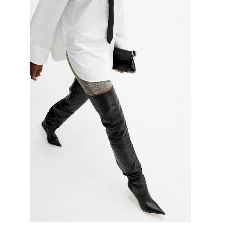 2024 осенние новые модные сапоги выше колена для женщин Европа и Америка