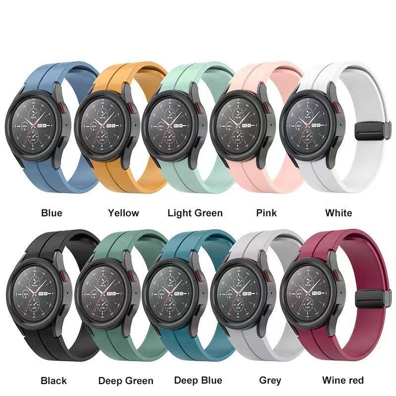 

Original Silicone Strap For Samsung Watch 5/4 44mm 40mm Watch 5 Pro 45mm Magnetic Buckle Band For Galaxy Watch 4 Classic 42 46mm