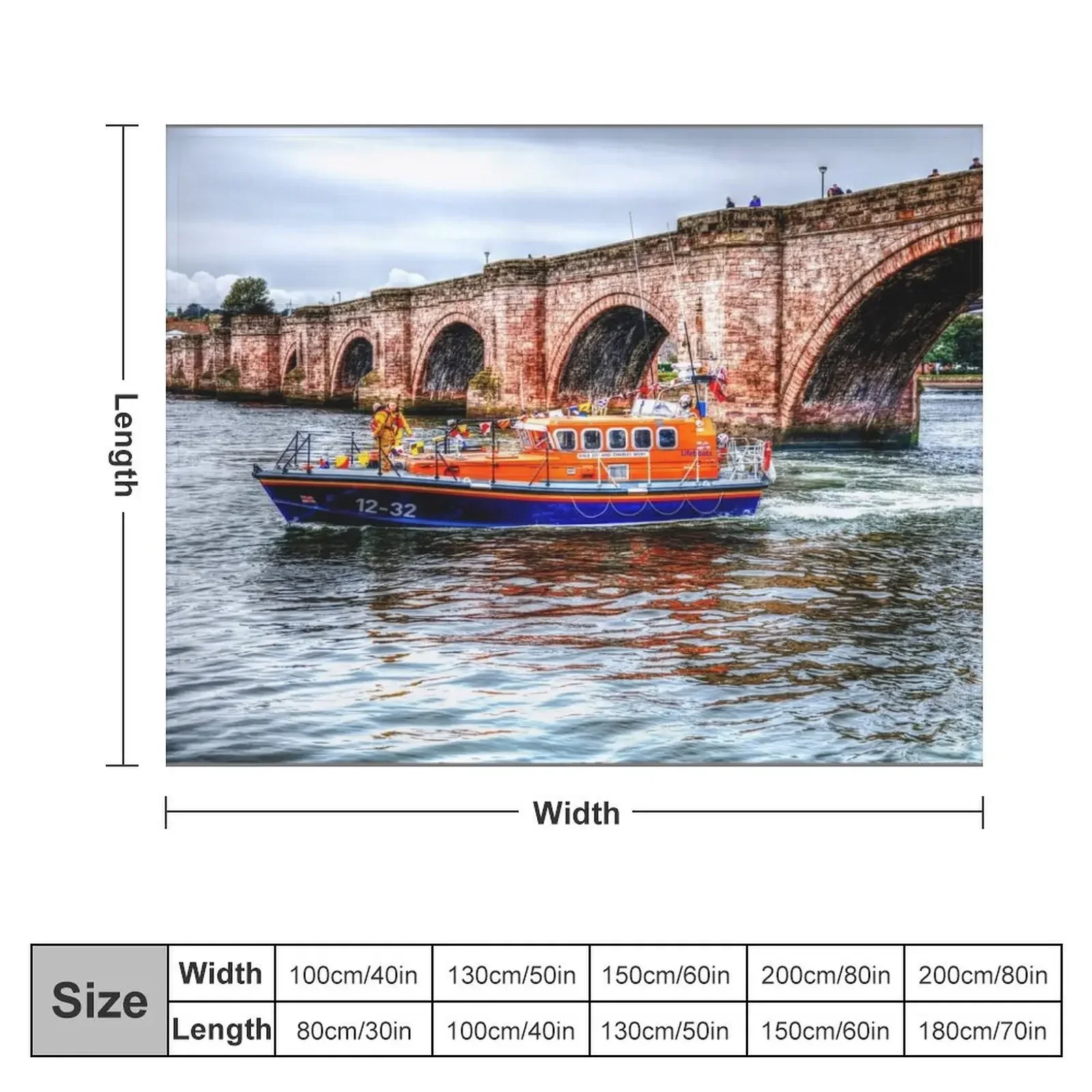 Теплое фланелевое одеяло Berwick Upon Tweed RNLI для спасательной шлюпы и старого моста