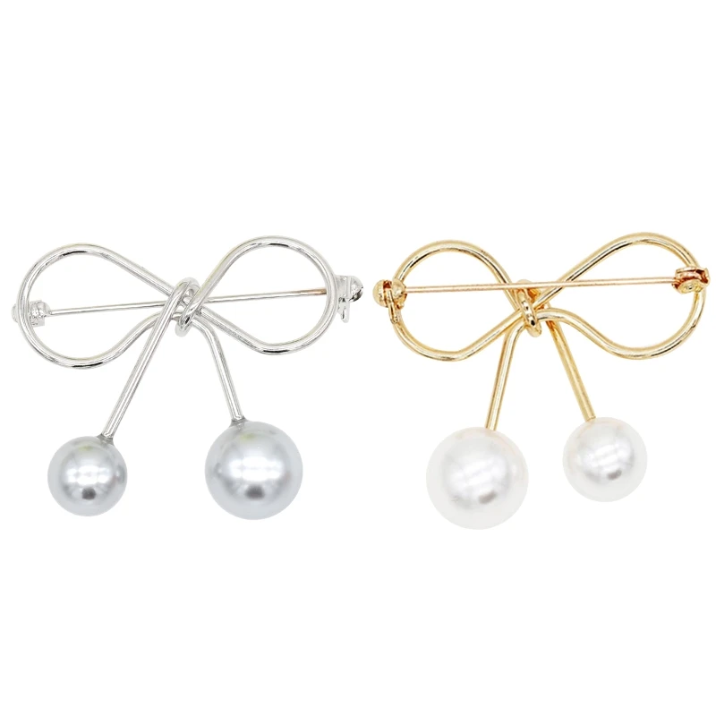 Простая брошь-бант бант булавка на лацкан с искусственным жемчугом подвеска