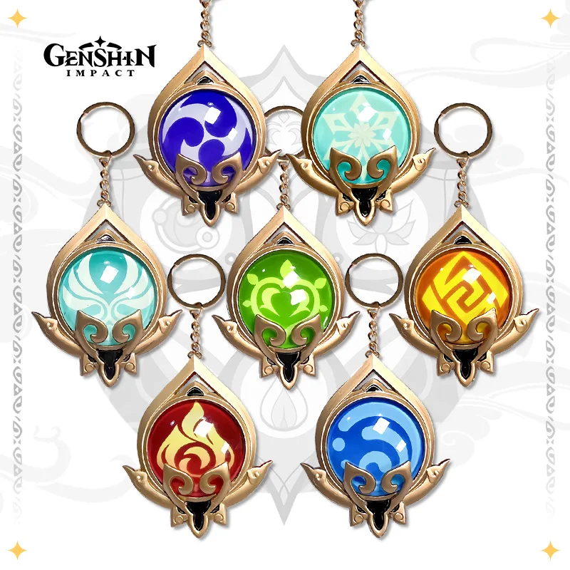 Genshin Impact Keychain, Vision Element God's Eye for Men Car Key Chain Women Accessories Cute Bag Pendant Key Ring Gifts