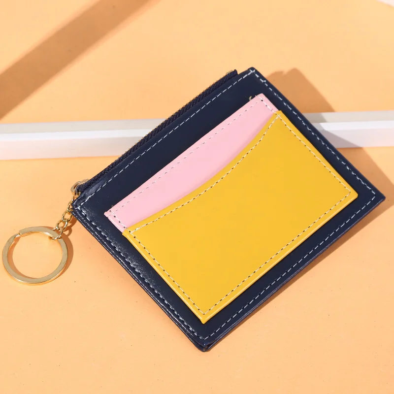 

Fashionable PU Leather Women's Wallet Multi-Card Position Zipper Card Bag Keychain Small Wallet Lady Coin Purse Small Wallet