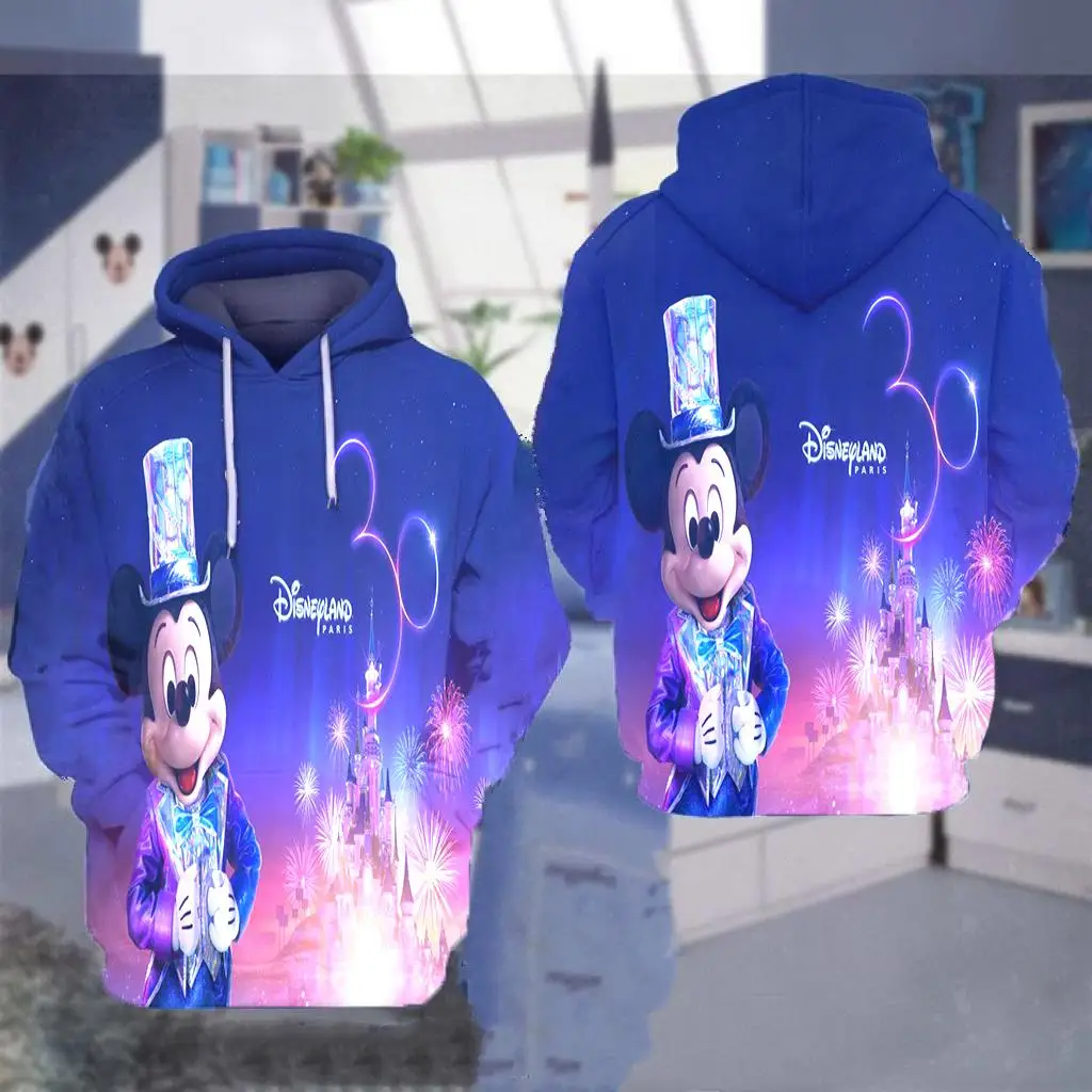 

New Disney thickened 3D hoodie for winter，Disneyland Paris 30th Anniversary 3D Hoodie Fashion Zip Hoodie
