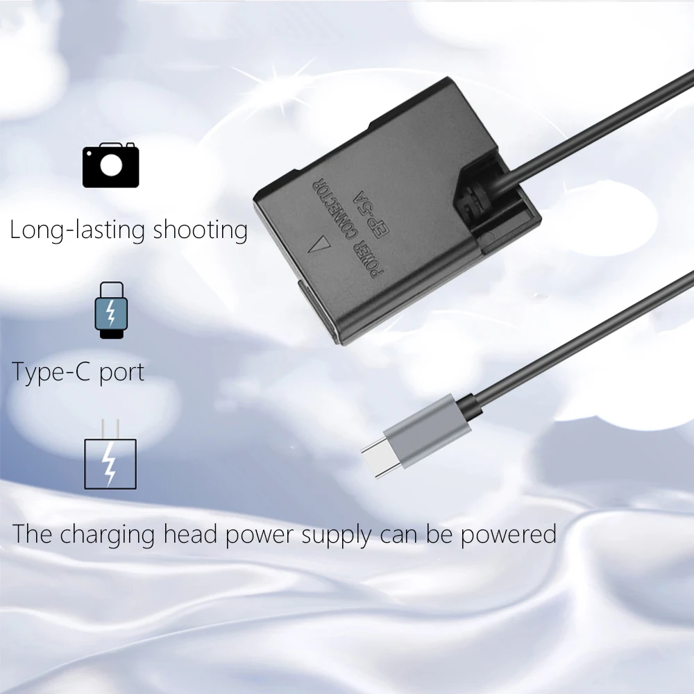 PD Type-C EP-5A EN-EL14 Dummy Battery Power Supply Kit for Nikon D3100, D3200, D3300, D3400, D5100, D5200, D5300