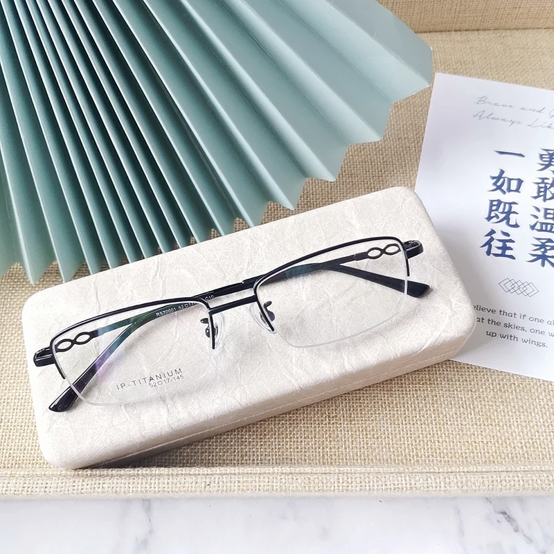 

Новинка мужские ультралегкие деловые очки из чистого титана модные полуоправы простые очки по рецепту