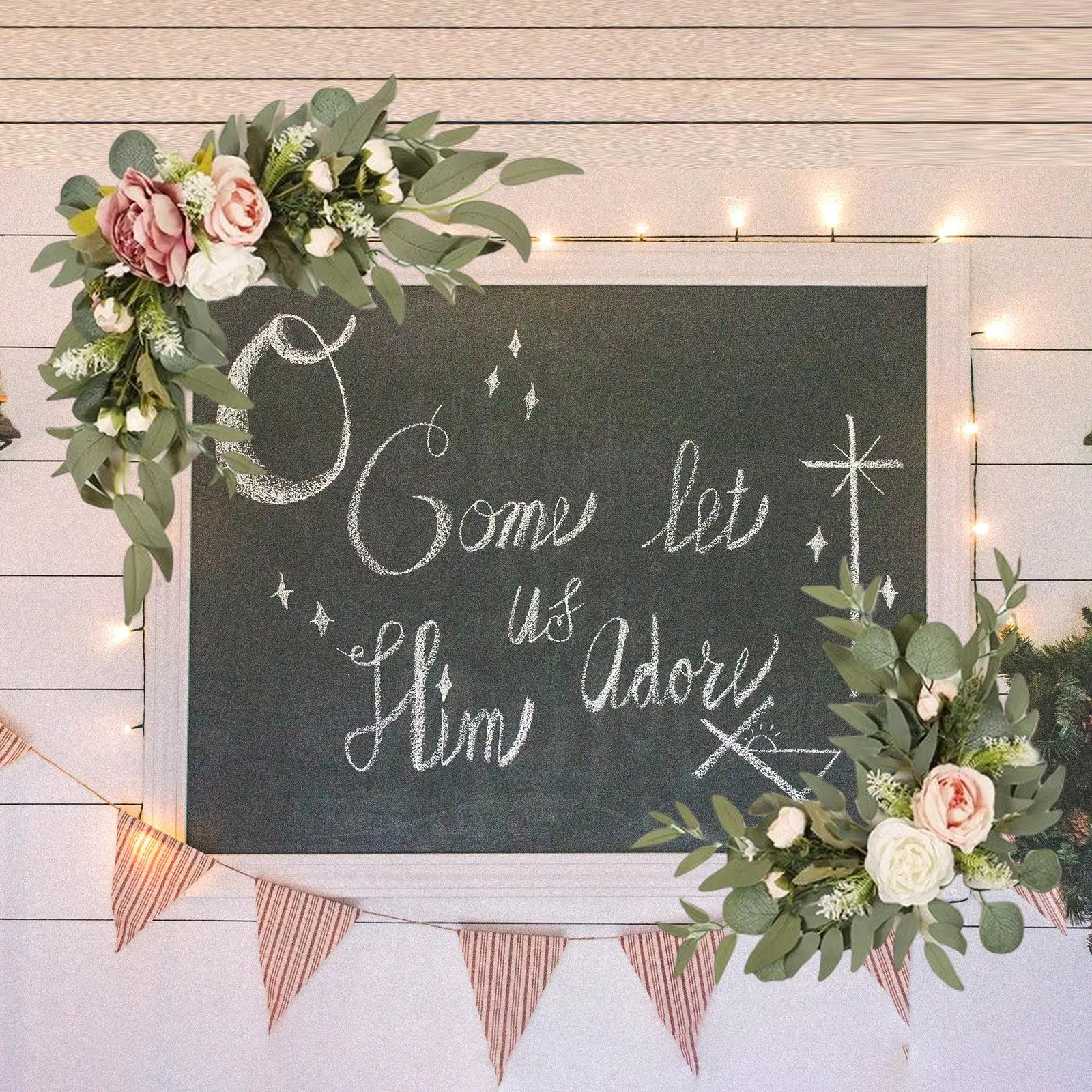 

2 Pieces Wedding Arch Flowers Rustic Fake Handmade Welcome Sign Garland Artificial Flower Swag for Wedding Wall Arbor Home Decor