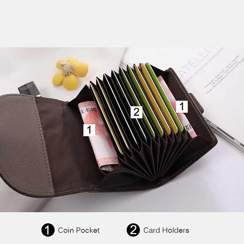 2023 New Genuine Leather Card Holder Fashion Turnlock Design Women Business Credit Card Bags Excellent Cowhide Cards Organizers