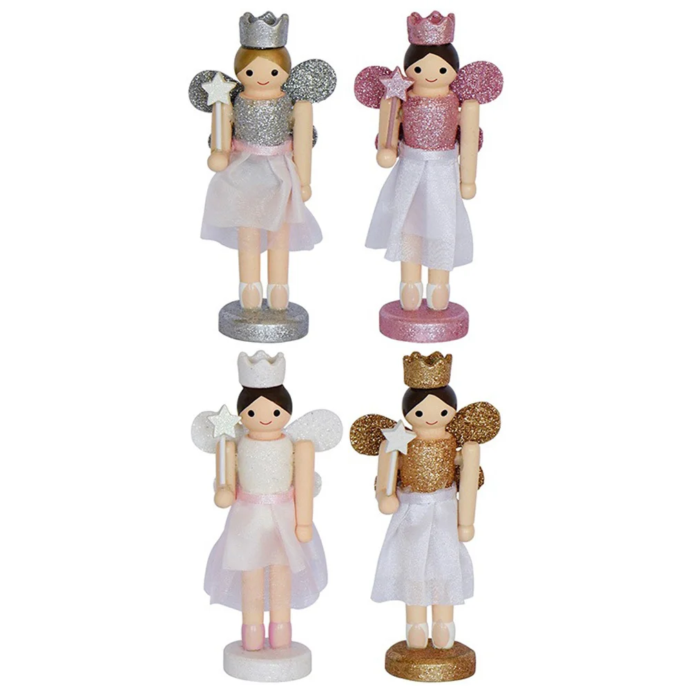 

Nutcrackers Nutcracker Wood Angel Puppet Christmasaccents Décor Home Girlcraftwooden Desktop Figurinedecorations Glitter Crafts