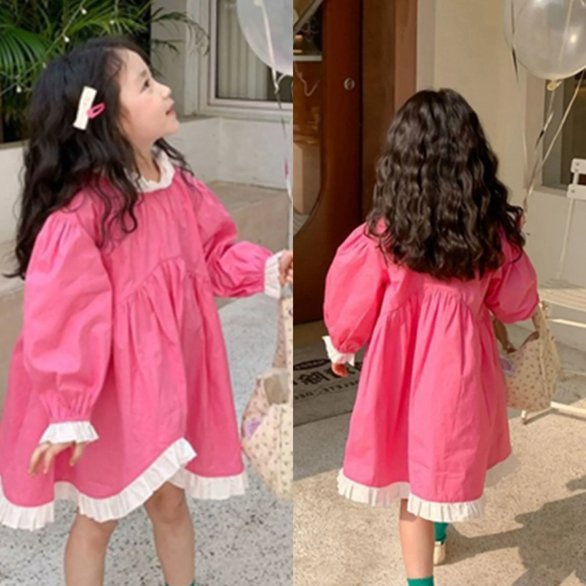 

Sweet Dress Spring Long Sleeved Princess Skirt Wear Children Clothing Little Girls Summer Elegant Kids Frocks